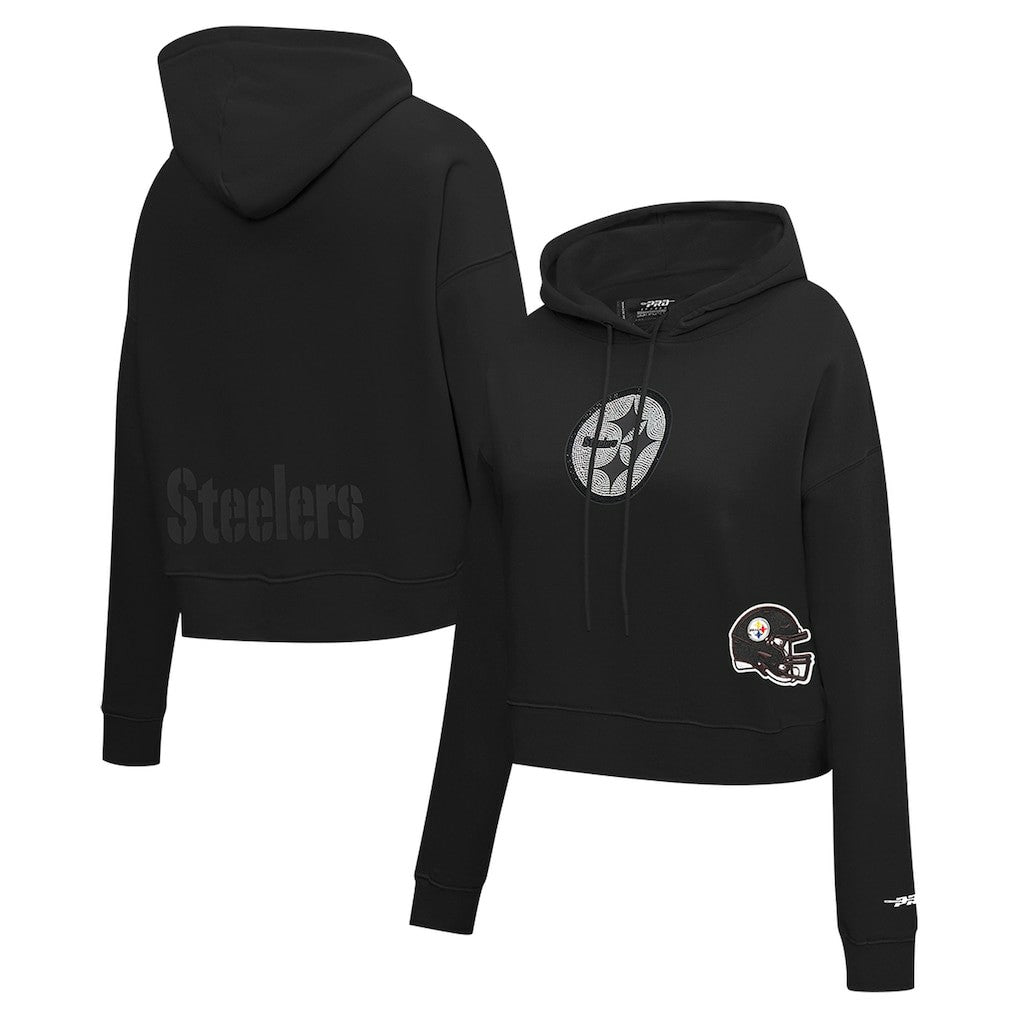 Pittsburgh Steelers Pro Standard Women's Jeweled Cropped Pullover Hoodie Black | NFL
