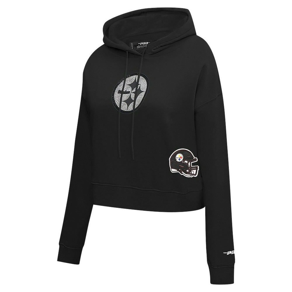 Pittsburgh Steelers Pro Standard Women's Jeweled Cropped Pullover Hoodie Black | NFL