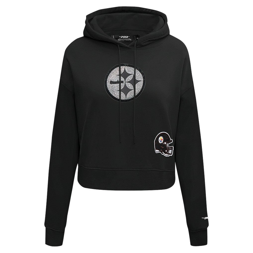 Pittsburgh Steelers Pro Standard Women's Jeweled Cropped Pullover Hoodie Black | NFL