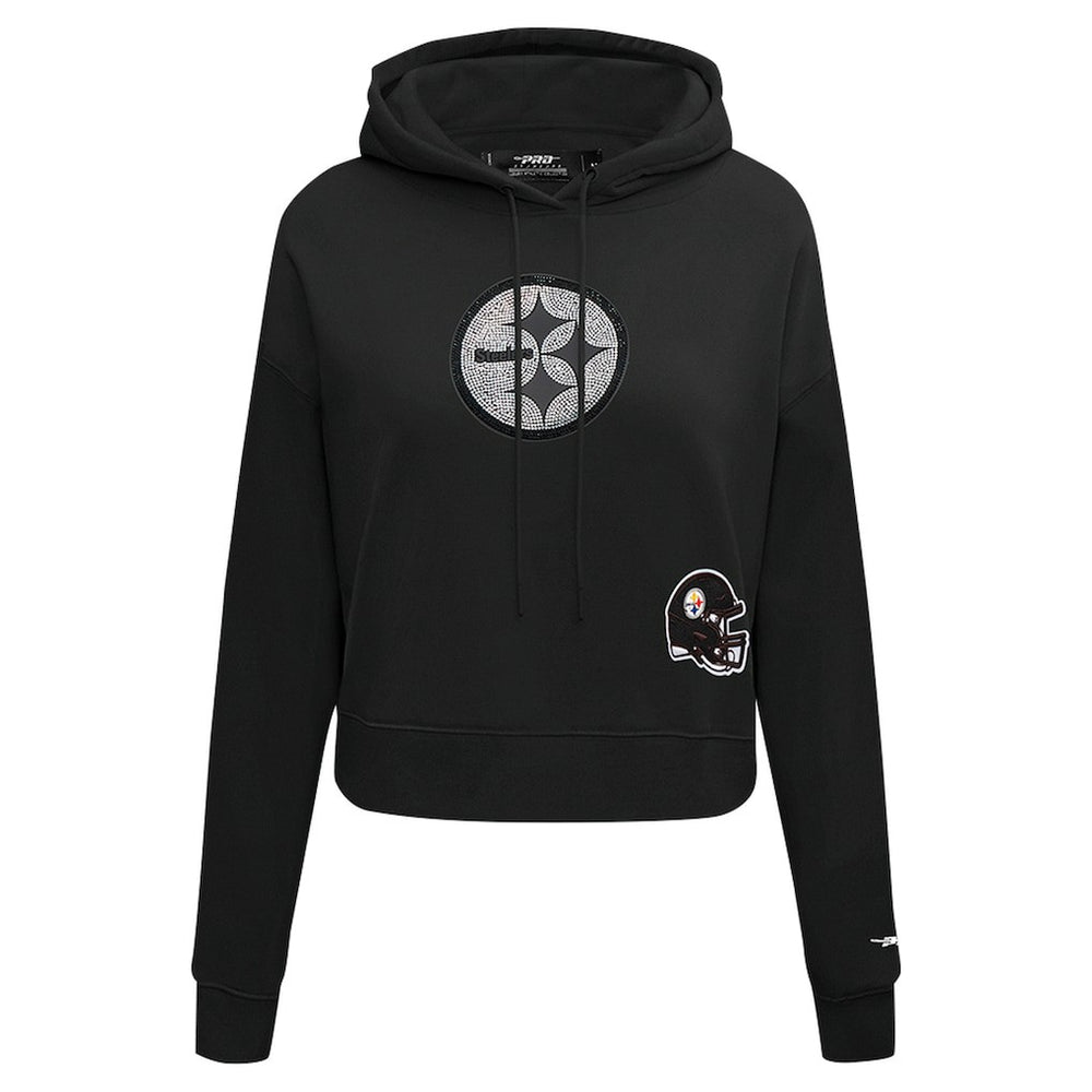 Pittsburgh Steelers Pro Standard Women's Jeweled Cropped Pullover Hoodie Black | NFL
