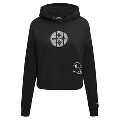Pittsburgh Steelers Pro Standard Women's Jeweled Cropped Pullover Hoodie Black | NFL