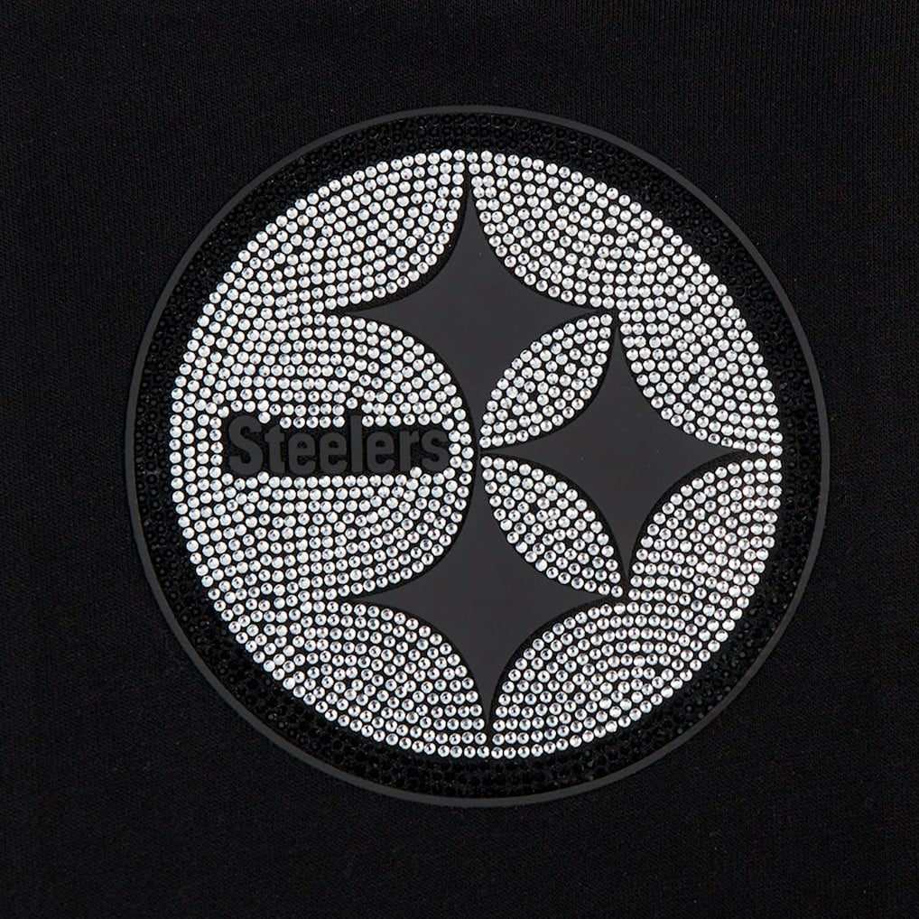 Pittsburgh Steelers Pro Standard Women's Jeweled Cropped Pullover Hoodie Black | NFL