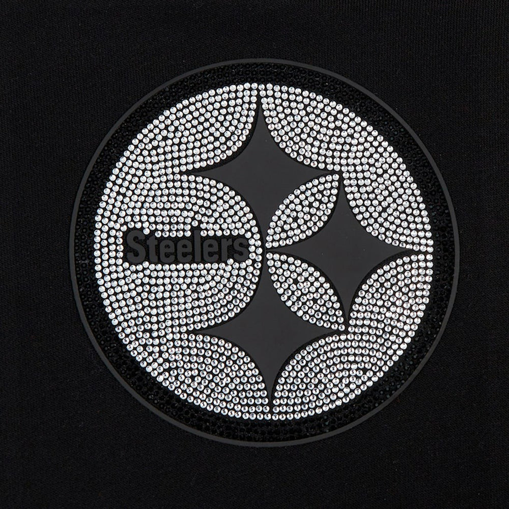Pittsburgh Steelers Pro Standard Women's Jeweled Cropped Pullover Hoodie Black | NFL