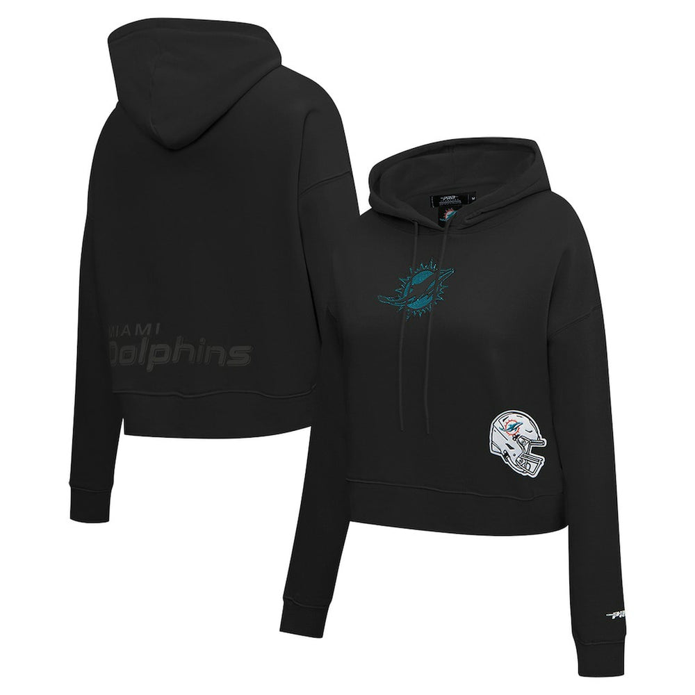 Miami Dolphins Pro Standard Women's Jeweled Cropped Pullover Hoodie Black | NFL