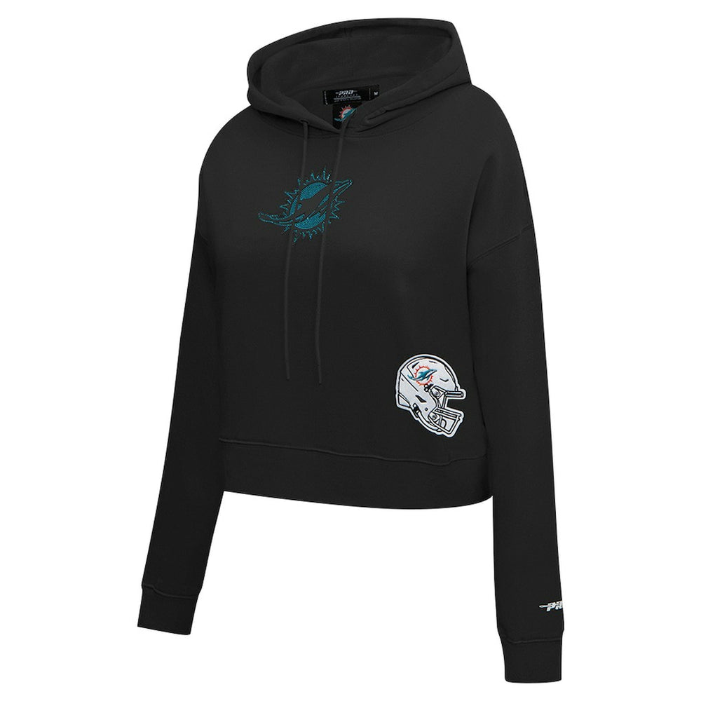 Miami Dolphins Pro Standard Women's Jeweled Cropped Pullover Hoodie Black | NFL