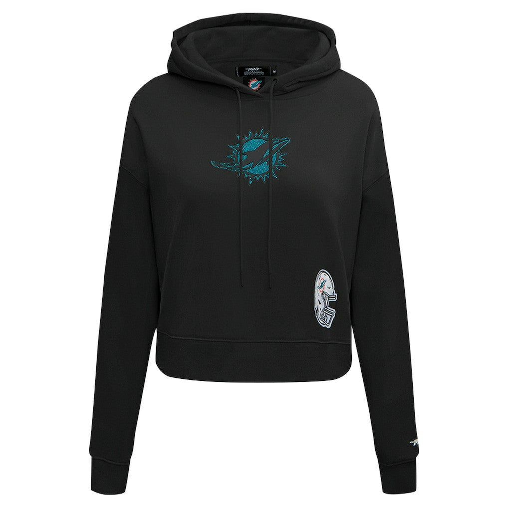 Miami Dolphins Pro Standard Women's Jeweled Cropped Pullover Hoodie Black | NFL