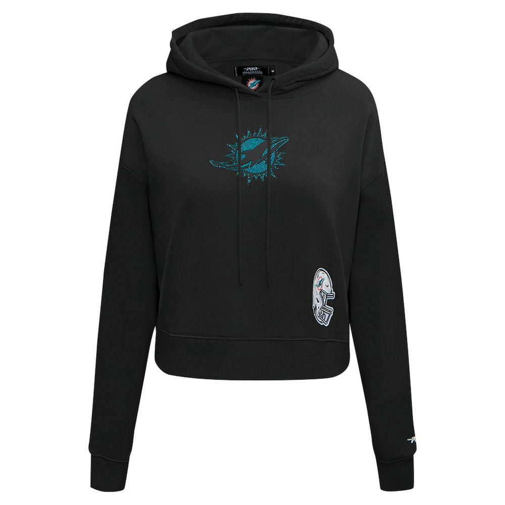 Miami Dolphins Pro Standard Women's Jeweled Cropped Pullover Hoodie Black | NFL