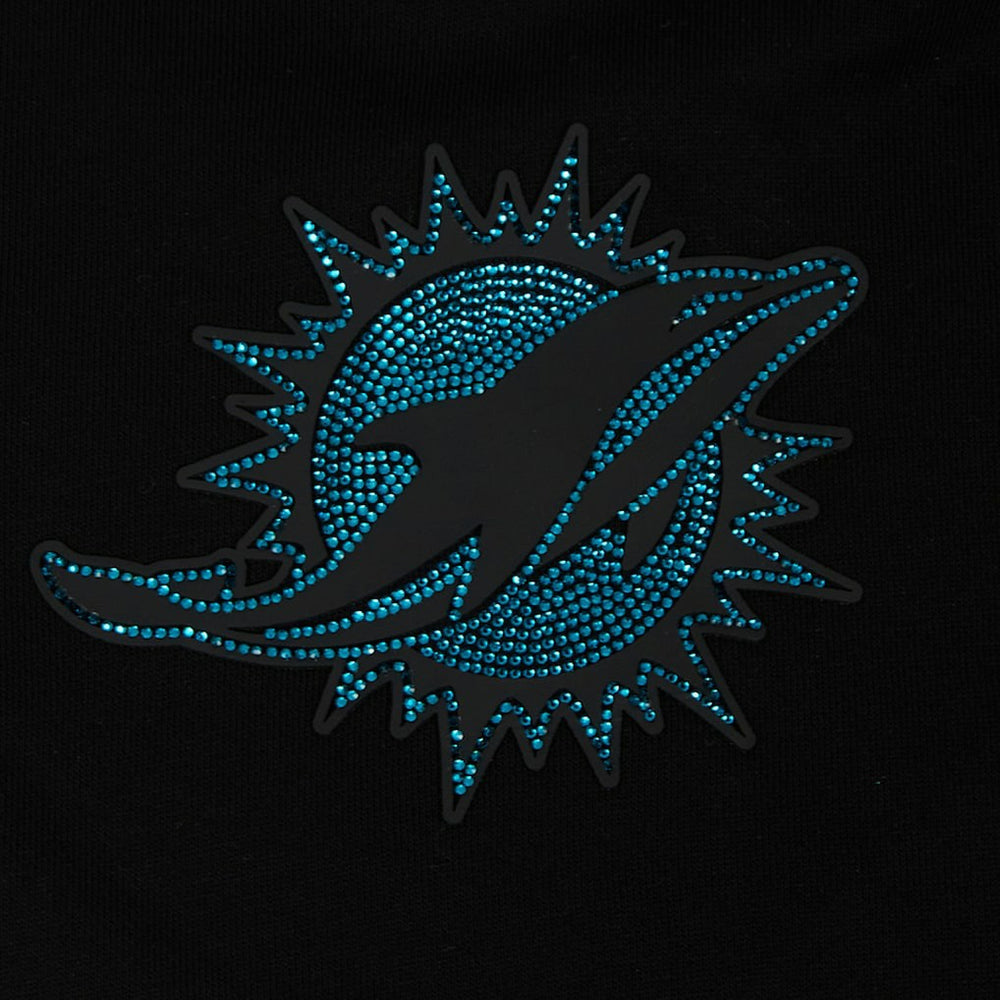 Miami Dolphins Pro Standard Women's Jeweled Cropped Pullover Hoodie Black | NFL