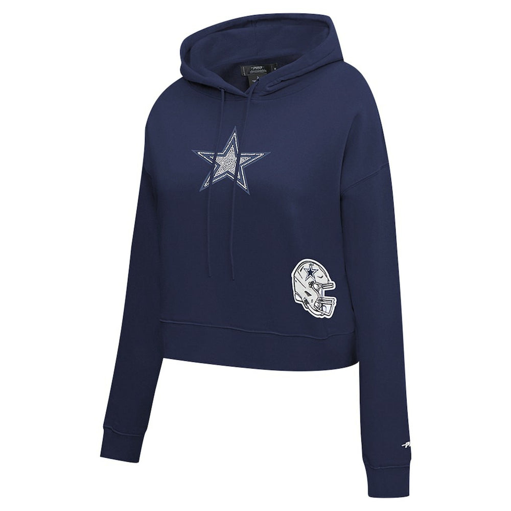 Dallas Cowboys Pro Standard Women's Jeweled Cropped Pullover Hoodie Navy | NFL