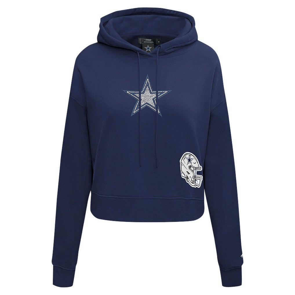 Dallas Cowboys Pro Standard Women's Jeweled Cropped Pullover Hoodie Navy | NFL