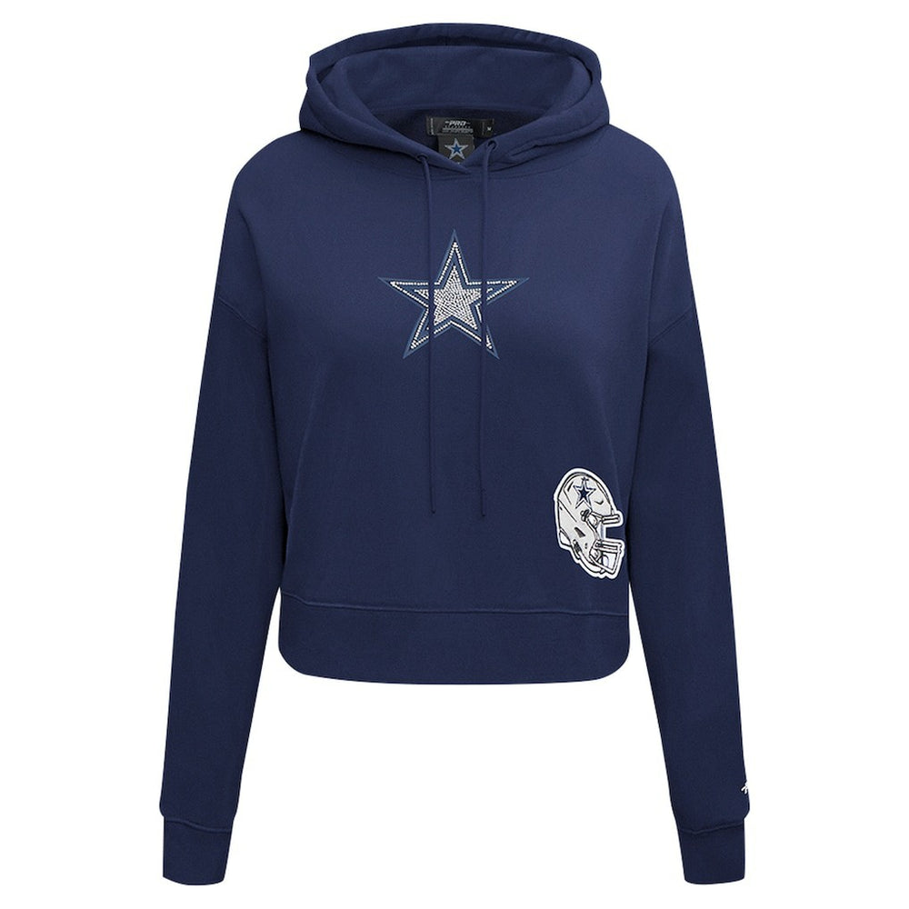 Dallas Cowboys Pro Standard Women's Jeweled Cropped Pullover Hoodie Navy | NFL