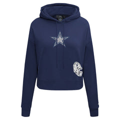 Dallas Cowboys Pro Standard Women's Jeweled Cropped Pullover Hoodie Navy | NFL