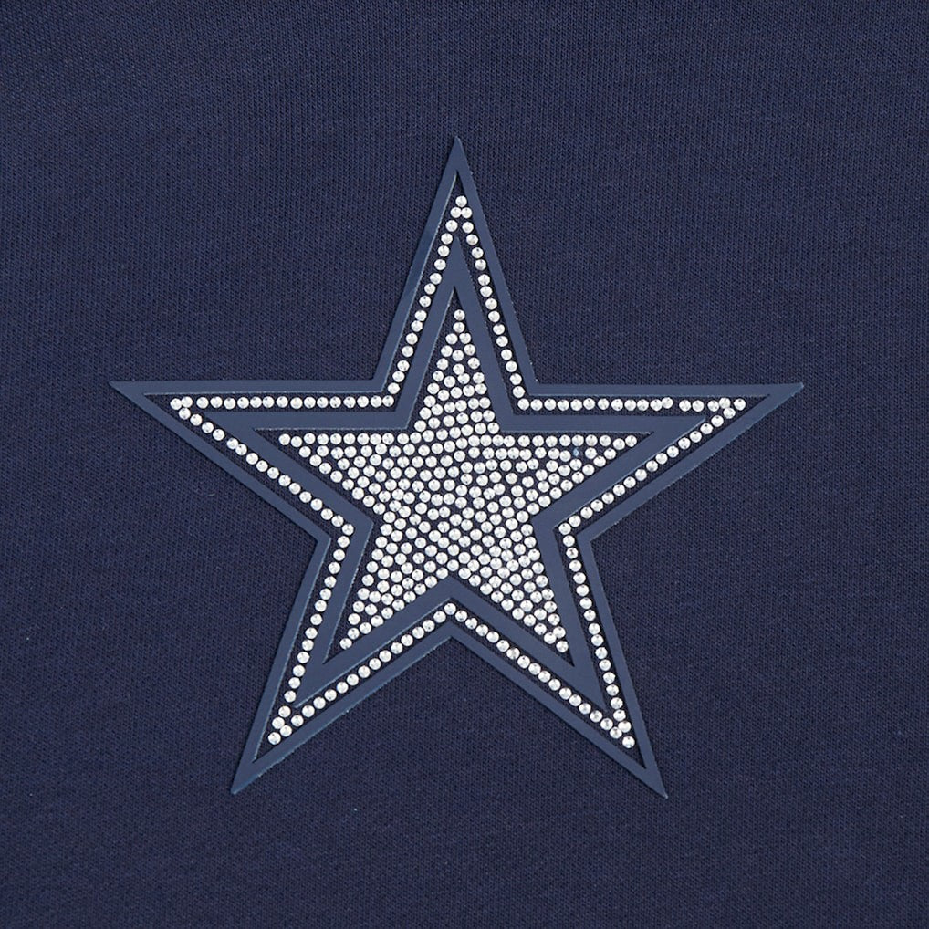 Dallas Cowboys Pro Standard Women's Jeweled Cropped Pullover Hoodie Navy | NFL