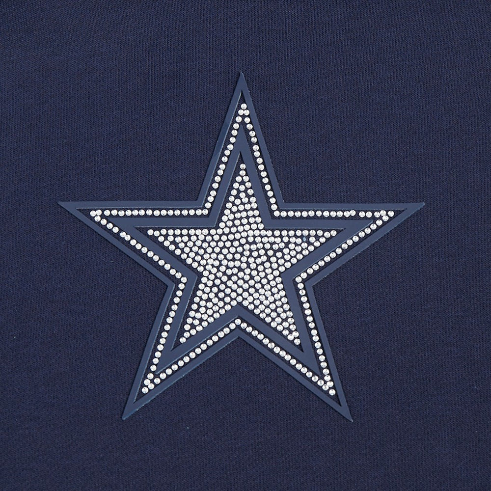 Dallas Cowboys Pro Standard Women's Jeweled Cropped Pullover Hoodie Navy | NFL