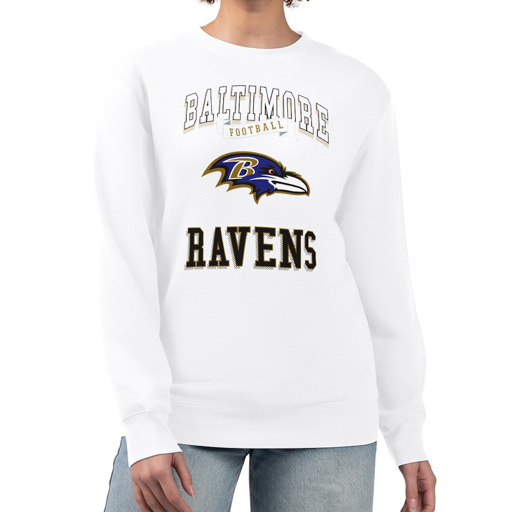 Baltimore Ravens G-III 4Her by Carl Banks Women's Team Logo Graphic Tri-Blend Pullover Sweatshirt White | NFL