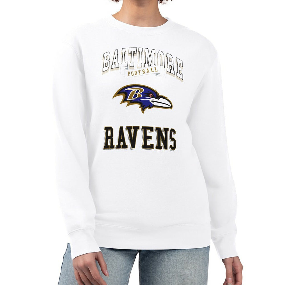 Baltimore Ravens G-III 4Her by Carl Banks Women's Team Logo Graphic Tri-Blend Pullover Sweatshirt White | NFL