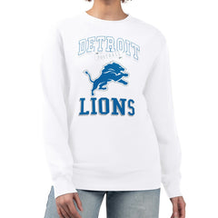 Detroit Lions G-III 4Her by Carl Banks Women's Team Logo Graphic Tri-Blend Pullover Sweatshirt White | NFL