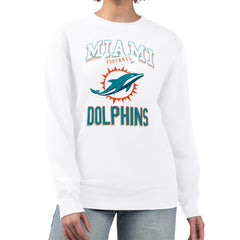Miami Dolphins G-III 4Her by Carl Banks Women's Team Logo Graphic Tri-Blend Pullover Sweatshirt White | NFL