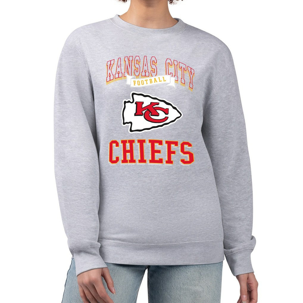 Kansas City Chiefs G-III 4Her by Carl Banks Women's Team Logo Graphic Tri-Blend Pullover Sweatshirt Heather Gray | NFL