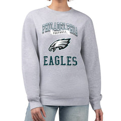 Philadelphia Eagles G-III 4Her by Carl Banks Women's Team Logo Graphic Tri-Blend Pullover Sweatshirt Heather Gray | NFL