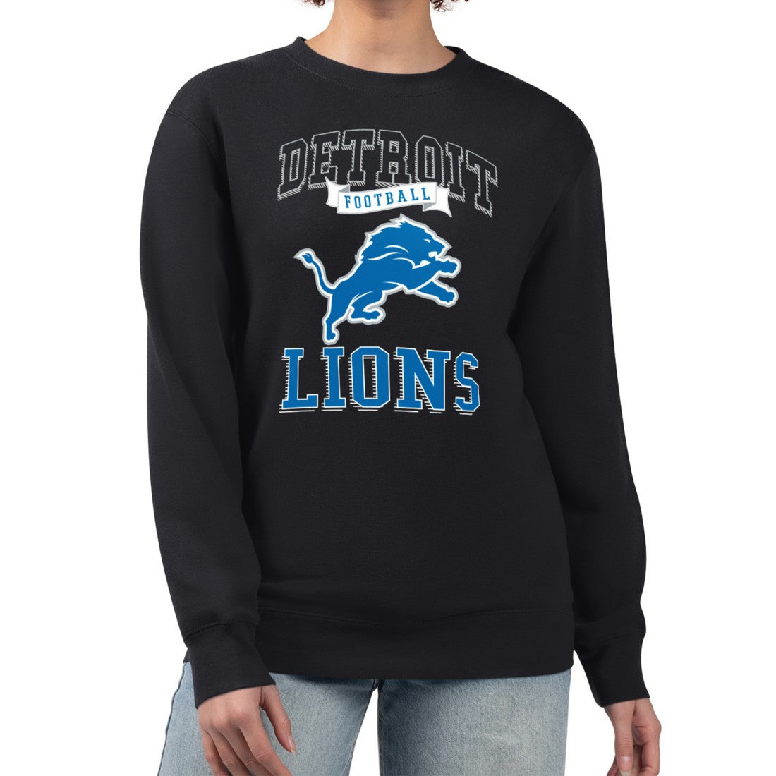 Detroit Lions G-III 4Her by Carl Banks Women's Team Logo Graphic Tri-Blend Pullover Sweatshirt Black | NFL