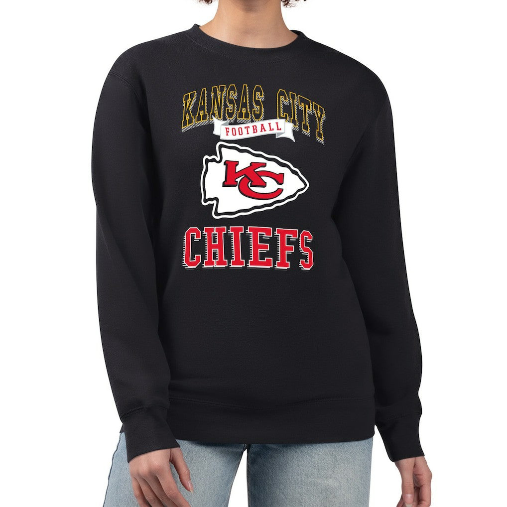 Kansas City Chiefs G-III 4Her by Carl Banks Women's Team Logo Graphic Tri-Blend Pullover Sweatshirt Black | NFL