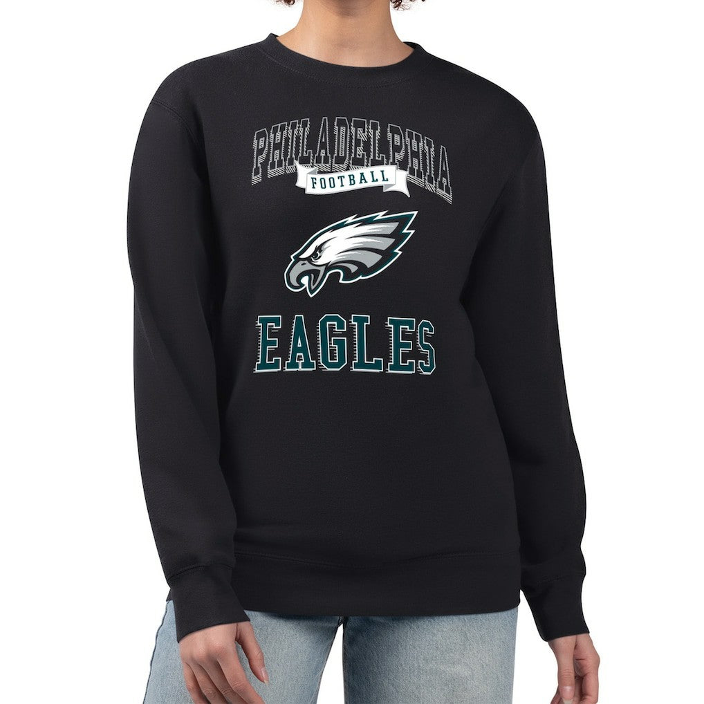 Philadelphia Eagles G-III 4Her by Carl Banks Women's Team Logo Graphic Tri-Blend Pullover Sweatshirt Black | NFL