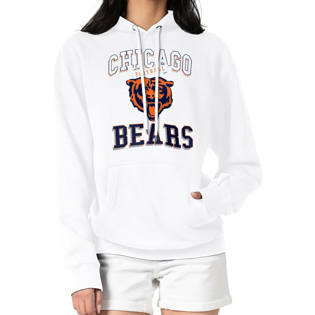 Chicago Bears G-III 4Her by Carl Banks Women's Team Logo Graphic Fleece Tri-Blend Pullover Hoodie White | NFL