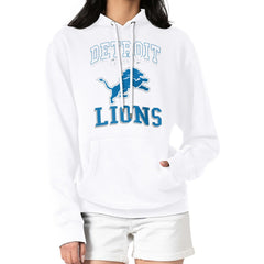 Detroit Lions G-III 4Her by Carl Banks Women's Team Logo Graphic Fleece Tri-Blend Pullover Hoodie White | NFL