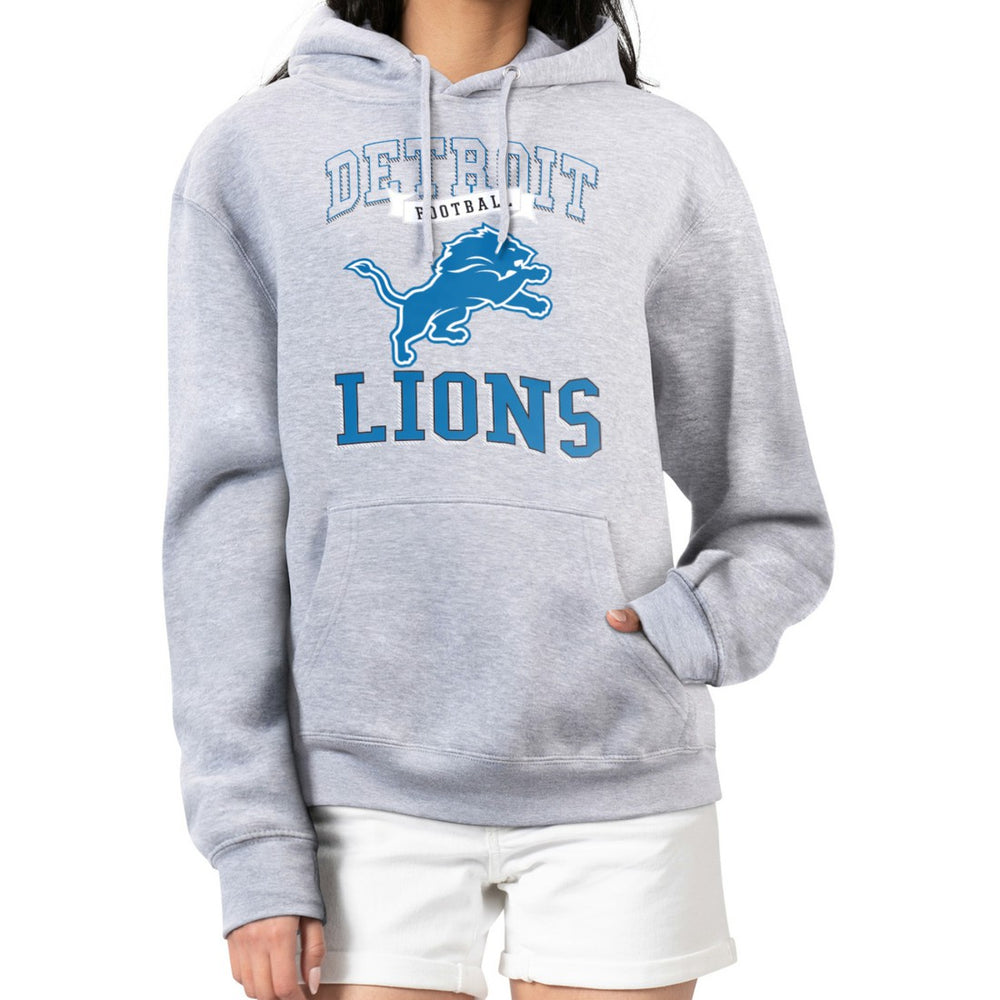 Detroit Lions G-III 4Her by Carl Banks Women's Team Logo Graphic Fleece Tri-Blend Pullover Hoodie Heather Gray | NFL