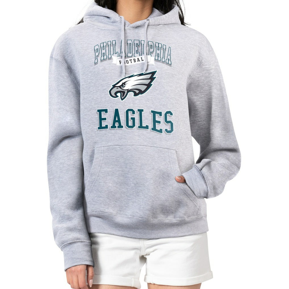 Philadelphia Eagles G-III 4Her by Carl Banks Women's Team Logo Graphic Fleece Tri-Blend Pullover Hoodie Heather Gray | NFL
