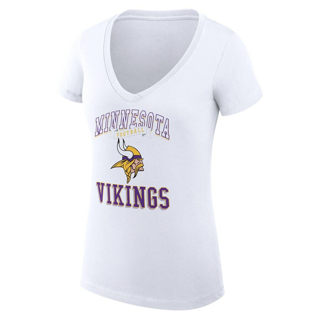 Minnesota Vikings G-III 4Her by Carl Banks Women's Super-Slim Fit Lightweight Team Logo Graphic V-Neck T-Shirt White | NFL