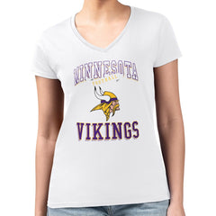 Minnesota Vikings G-III 4Her by Carl Banks Women's Super-Slim Fit Lightweight Team Logo Graphic V-Neck T-Shirt White | NFL