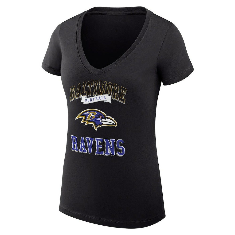 Baltimore Ravens G-III 4Her by Carl Banks Women's Super-Slim Fit Lightweight Team Logo Graphic V-Neck T-Shirt Black | NFL