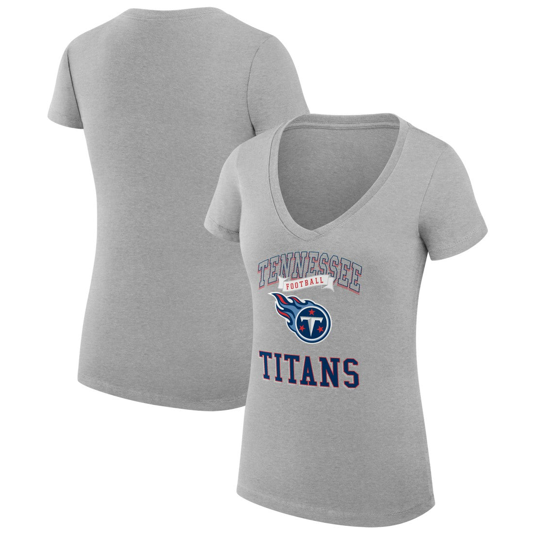 Tennessee Titans G-III 4Her by Carl Banks Women's Super-Slim Fit Lightweight Team Logo Graphic V-Neck T-Shirt Heather Gray | NFL