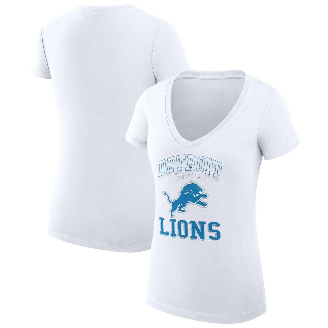 Detroit Lions G-III 4Her by Carl Banks Women's Super-Slim Fit Lightweight Team Logo Graphic V-Neck T-Shirt White | NFL