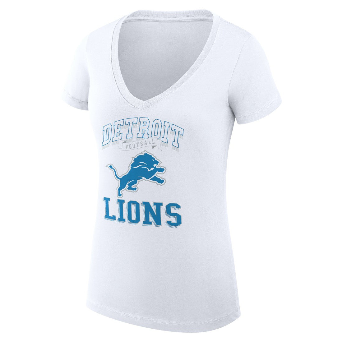 Detroit Lions G-III 4Her by Carl Banks Women's Super-Slim Fit Lightweight Team Logo Graphic V-Neck T-Shirt White | NFL