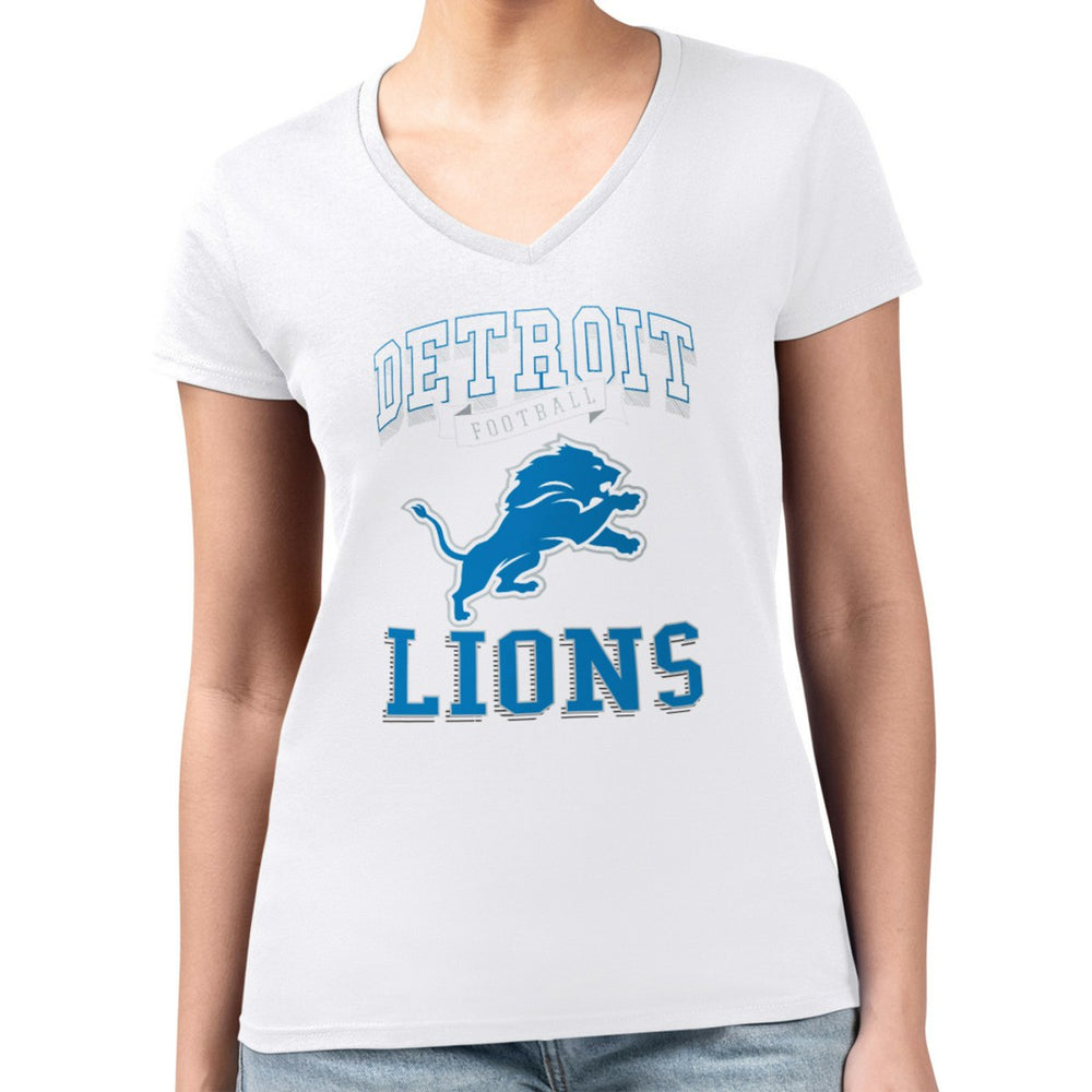 Detroit Lions G-III 4Her by Carl Banks Women's Super-Slim Fit Lightweight Team Logo Graphic V-Neck T-Shirt White | NFL