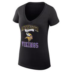 Minnesota Vikings G-III 4Her by Carl Banks Women's Super-Slim Fit Lightweight Team Logo Graphic V-Neck T-Shirt Black | NFL