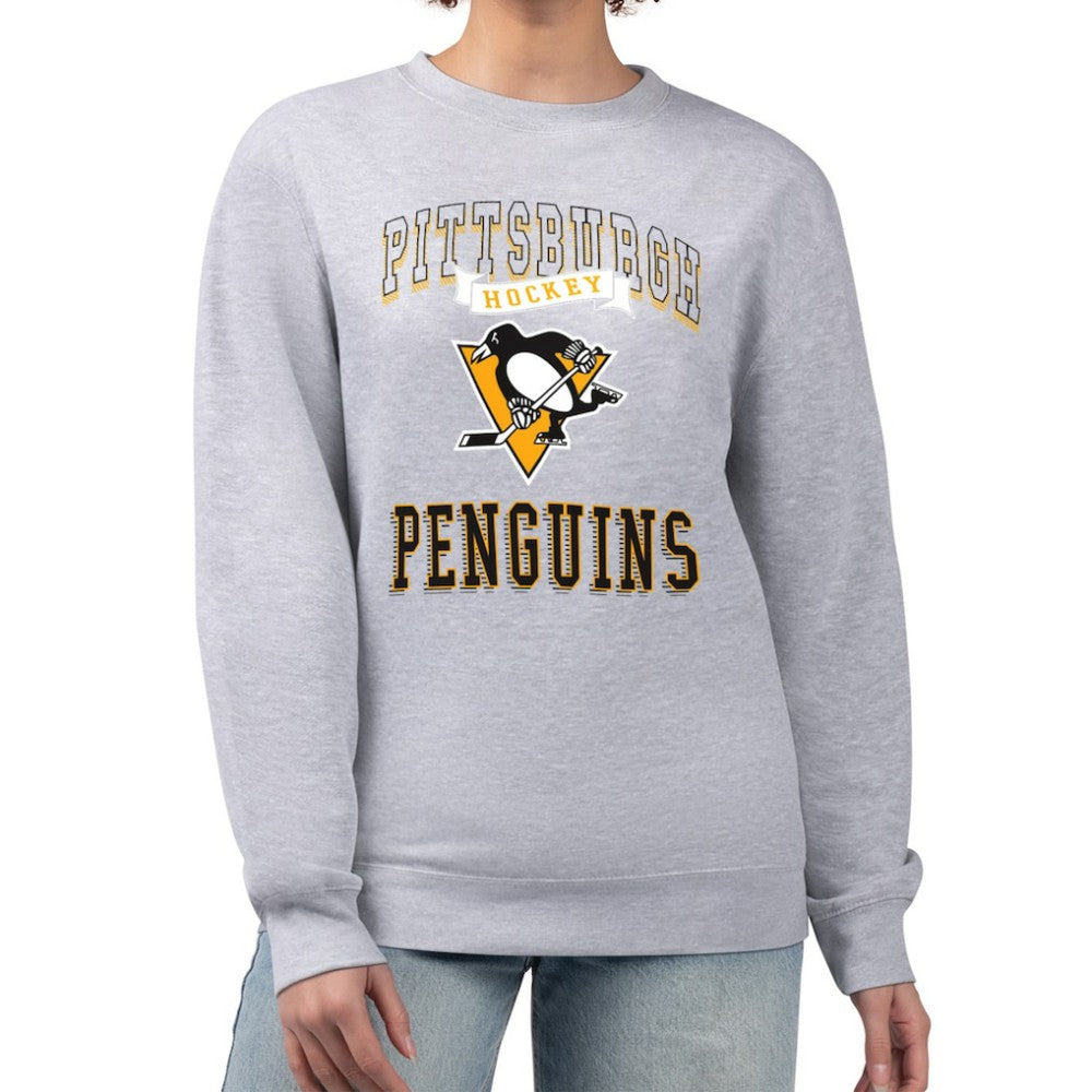 Pittsburgh Penguins G-III 4Her by Carl Banks Women's Team Logo Tri-Blend Fleece Pullover Sweatshirt - Heather Gray - NHL