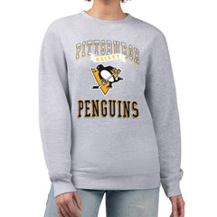 Pittsburgh Penguins G-III 4Her by Carl Banks Women's Team Logo Tri-Blend Fleece Pullover Sweatshirt - Heather Gray - NHL