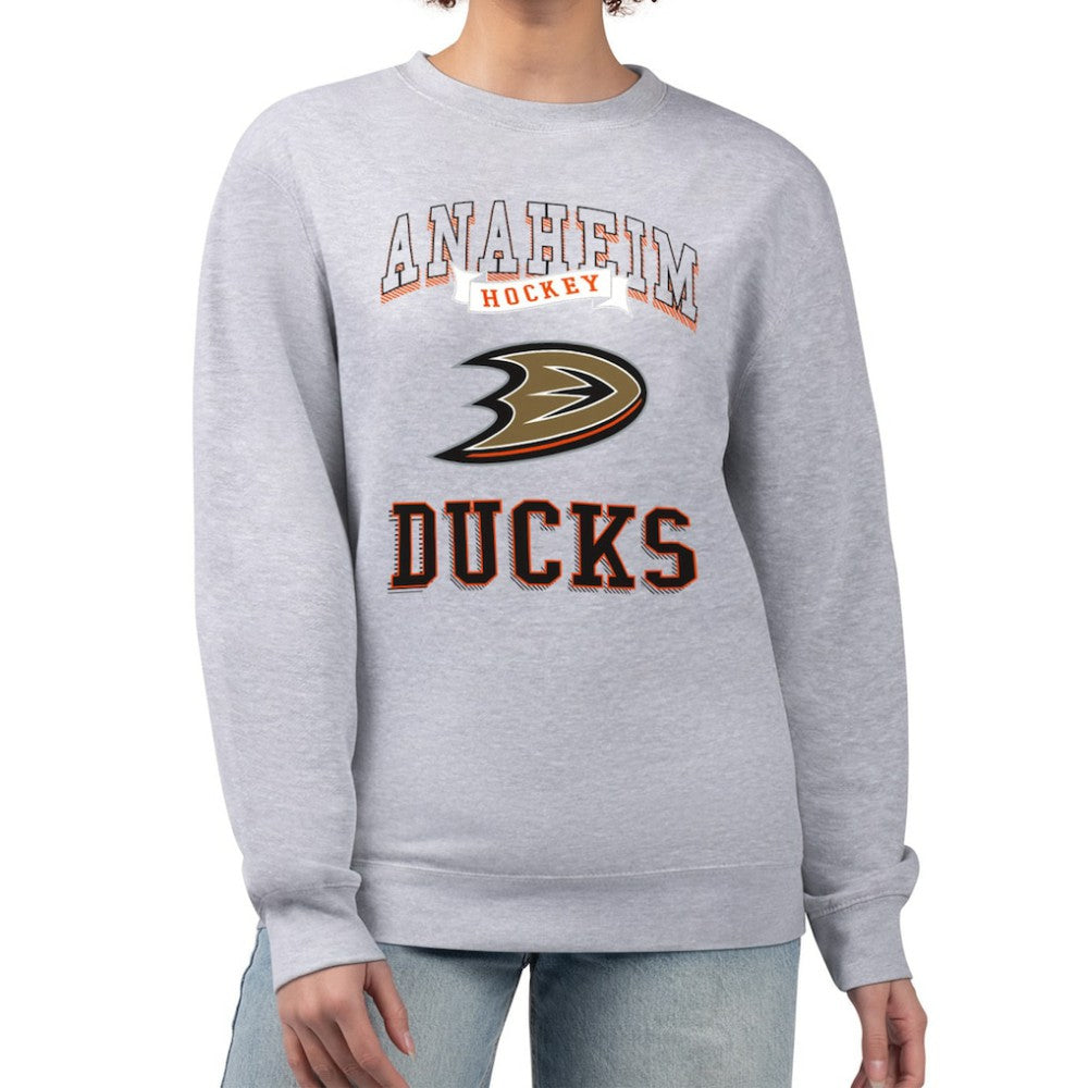 Anaheim Ducks G-III 4Her by Carl Banks Women's Team Logo Tri-Blend Fleece Pullover Sweatshirt - Heather Gray - NHL