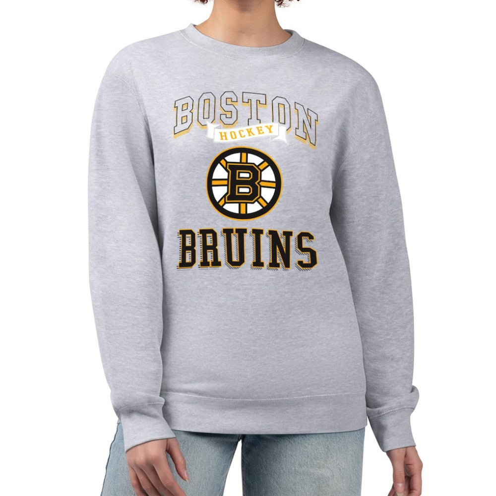 Boston Bruins G-III 4Her by Carl Banks Women's Team Logo Tri-Blend Fleece Pullover Sweatshirt - Heather Gray - NHL