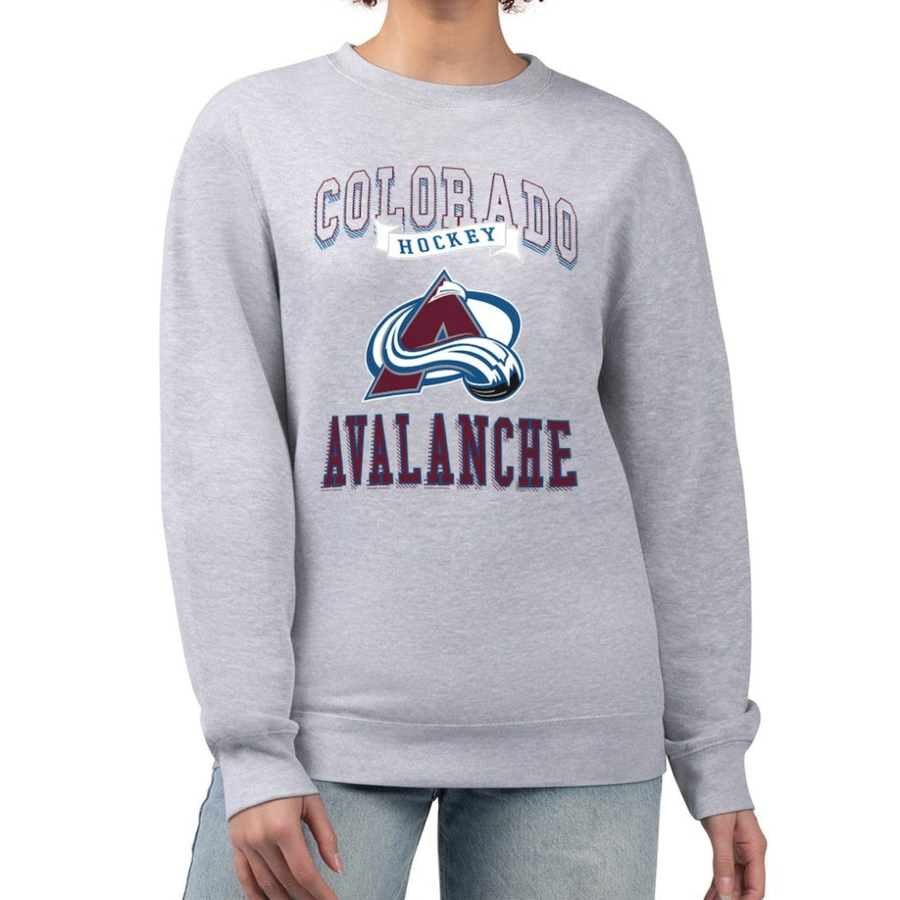 Colorado Avalanche G-III 4Her by Carl Banks Women's Team Logo Tri-Blend Fleece Pullover Sweatshirt - Heather Gray - NHL