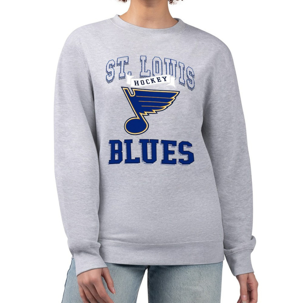 St. Louis Blues G-III 4Her by Carl Banks Women's Team Logo Tri-Blend Fleece Pullover Sweatshirt - Heather Gray - NHL
