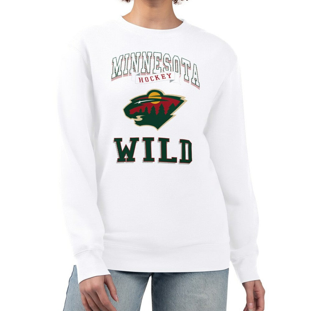 Minnesota Wild G-III 4Her by Carl Banks Women's Team Logo Tri-Blend Fleece Pullover Sweatshirt - White - NHL