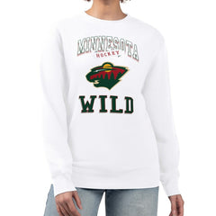 Minnesota Wild G-III 4Her by Carl Banks Women's Team Logo Tri-Blend Fleece Pullover Sweatshirt - White - NHL