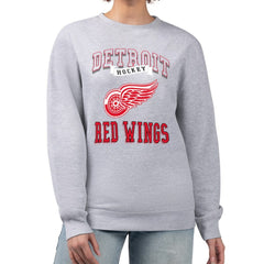Detroit Red Wings G-III 4Her by Carl Banks Women's Team Logo Tri-Blend Fleece Pullover Sweatshirt - Heather Gray - NHL