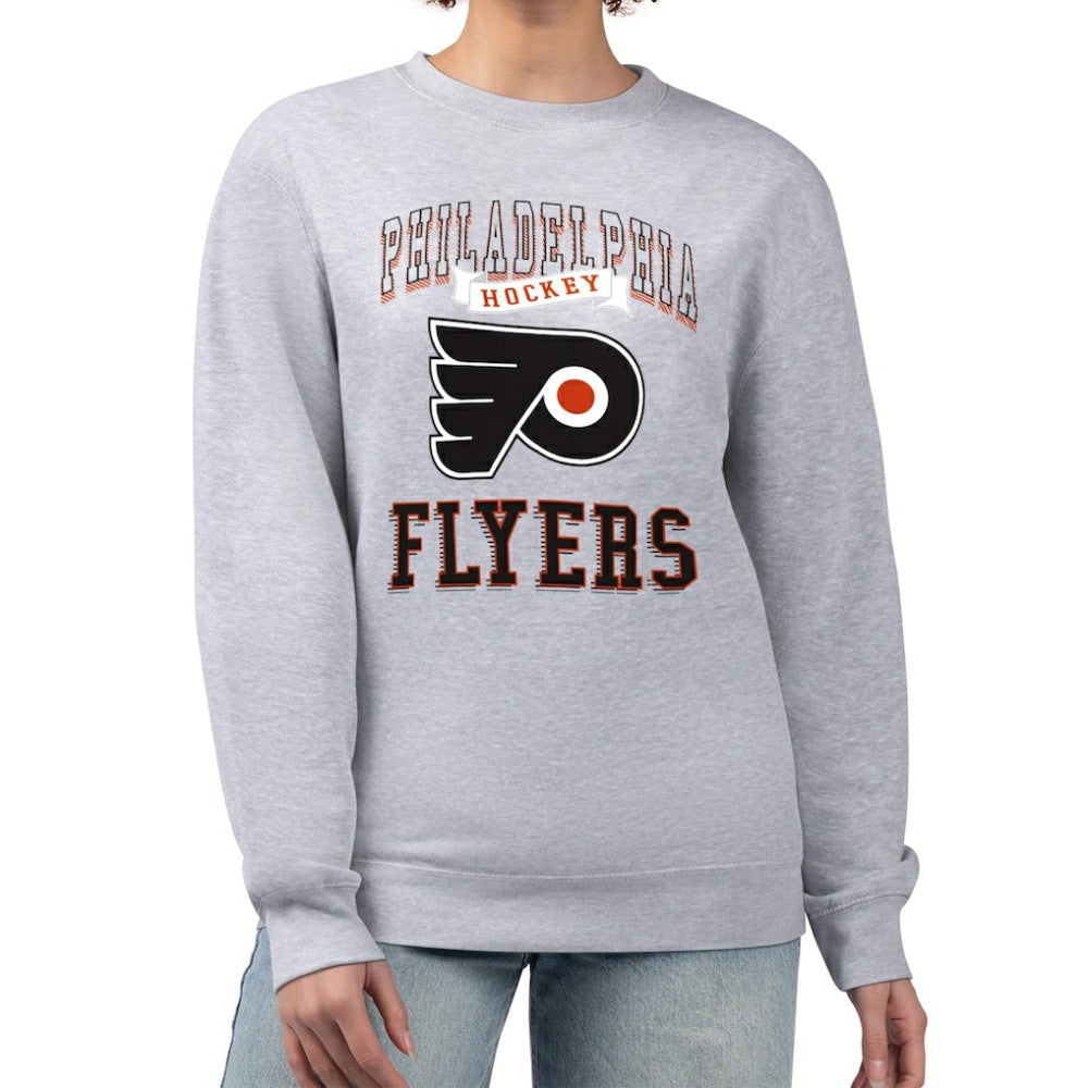 Philadelphia Flyers G-III 4Her by Carl Banks Women's Team Logo Tri-Blend Fleece Pullover Sweatshirt - Heather Gray - NHL