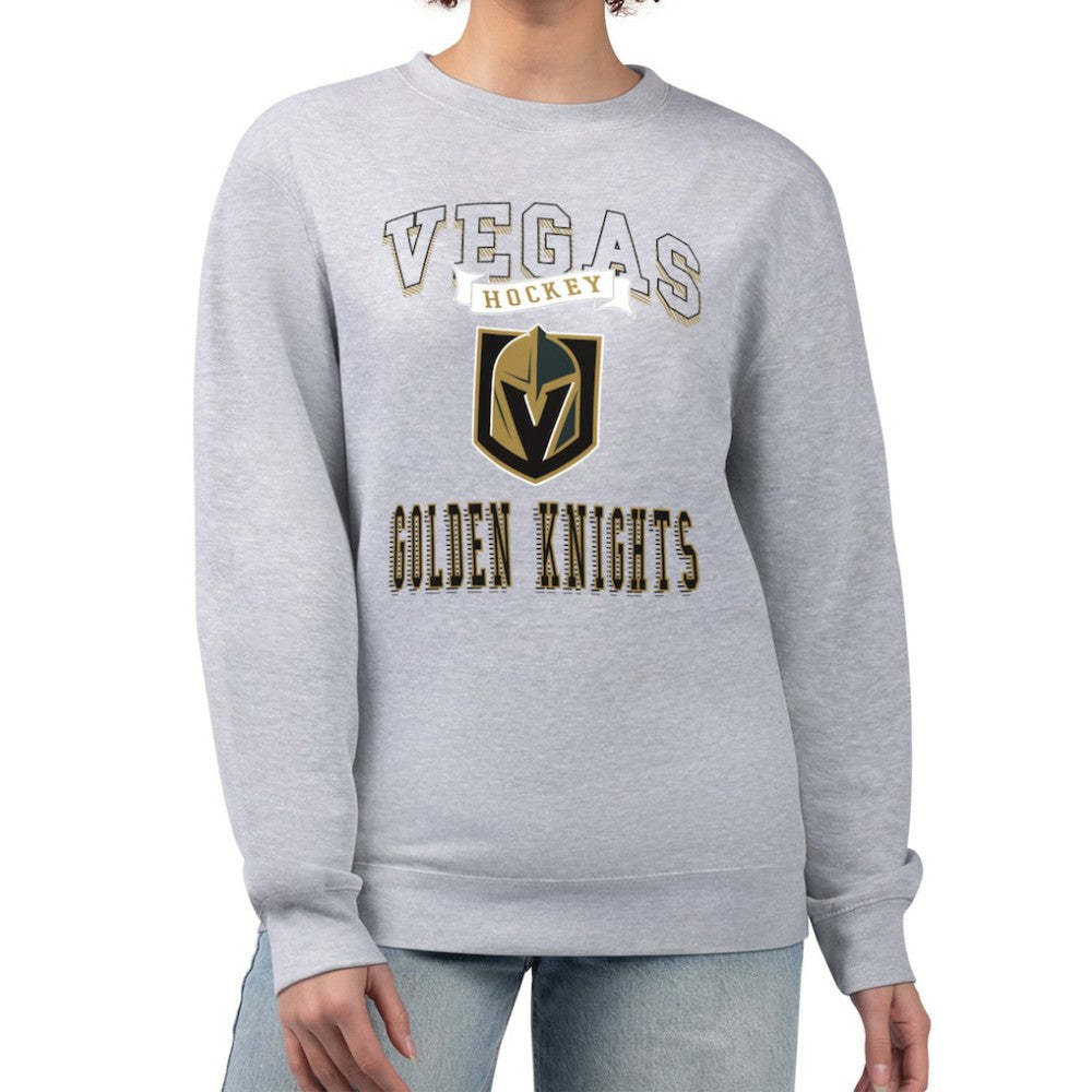 Vegas Golden Knights G-III 4Her by Carl Banks Women's Team Logo Tri-Blend Fleece Pullover Sweatshirt - Heather Gray - NHL